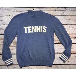 WOMEN'S The BUBBLE "TENNIS" SWEATER Size XS Blue Mock Neck